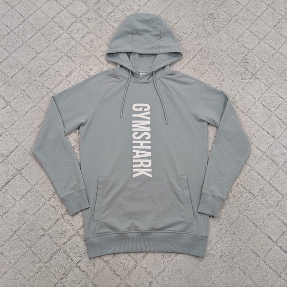 Gymshark Hoodie Sweatshirt Mens S Green Blue Spellout Logo Soft Cotton Trail - Picture 1 of 8